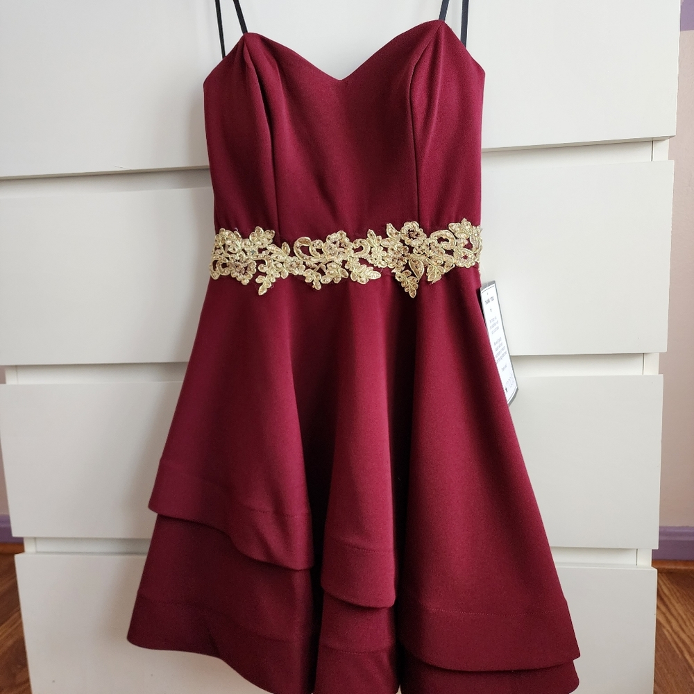 Burgundy Strapless Dress